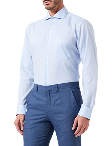 Seidensticker Herren Regular Bügelfrei Kent Langarm Business Shirt, hellblau, 45 EU von Seidensticker