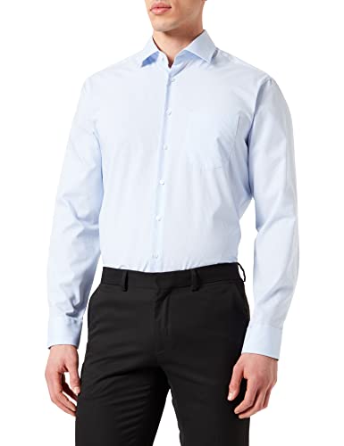 Seidensticker Herren Business-Hemd - Regular Fit - Bügelfrei- Kent-Kragen - Langarm - Streifen - 100% Baumwolle , blauw (lichtblauw 11)46 von Seidensticker