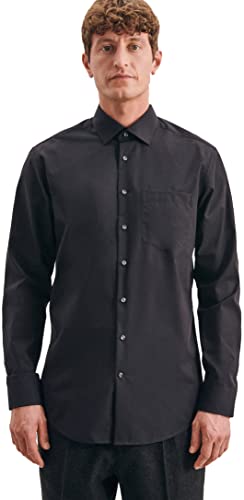 Seidensticker Herren Mens Regular Patch Longsleeve Businesshemd, Schwarz(193690), 40 EU von Seidensticker