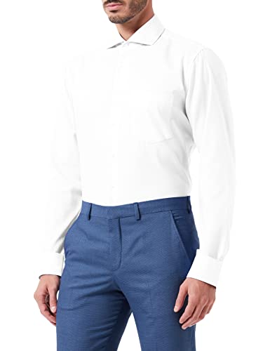 Seidensticker Herren Regular Bügelfrei Kent Langarm Business Shirt, weiß, 38 EU von Seidensticker