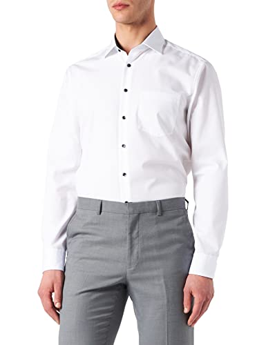 Seidensticker Herren Regular Kent Patch Businesshemd, Weiß (Weiß 01), 43 von Seidensticker