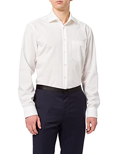 Seidensticker Herren Regular Bügelfrei Kent Langarm Business Shirt, ecru, 48 EU von Seidensticker