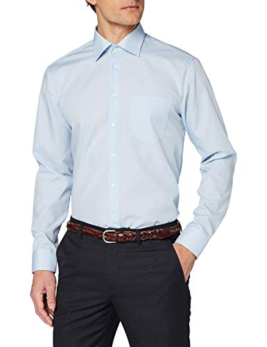 Seidensticker Herren Regular Bügelfrei Kent Langarm Business Shirt, hellblau, 50 EU von Seidensticker