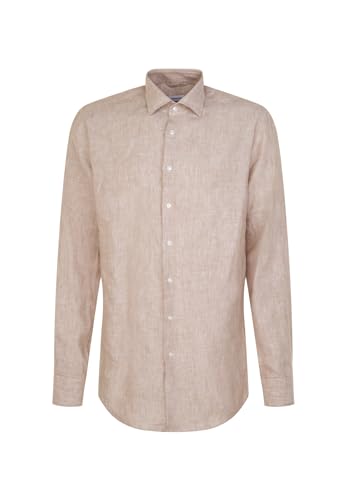 Seidensticker Herren Regular Fit Langarm Hemd, Sand, 43 EU von Seidensticker