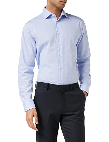 Seidensticker Herren Seidensticker Herren Business Hemd Shaped Fit – Bügelfreies Businesshemd, Blau (Hellblau 12), 38 von Seidensticker