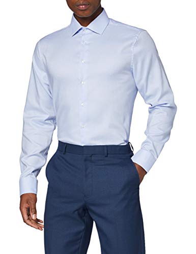 Seidensticker Herren Hemd Shaped Fit29 Businesshemd, Blau (Mittelblau 11), 40 von Seidensticker