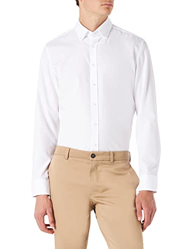 Seidensticker Herren Slim Bügelfrei Button-down-kragen Langarm Businesshemd, Weiß (Weiß 01), 41 EU von Seidensticker