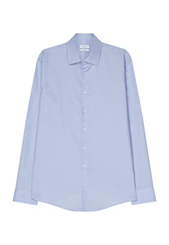 Seidensticker Herren Business Slim Bügelfrei Kent Langarm Klassisches Hemd, Mittelblau, 39 EU von Seidensticker