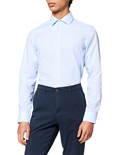 Seidensticker Herren Business Hemd Slim Fit Bügelfrei Kent Langarm Shirt, Hellblau, 38 EU von Seidensticker