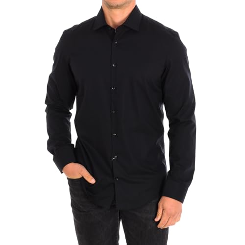 Seidensticker Herren Business Hemd Slim Fit Bügelfrei Kent Langarm Business Shirt, schwarz, 42 EU von Seidensticker