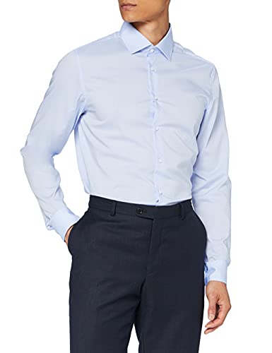 Seidensticker Herren Business Hemd Slim Fit – Bügelfreies55 Businesshemd, Blau (Hellblau 11), (Herstellergröße: 37) von Seidensticker