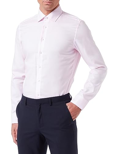 Seidensticker Herren Slim Fit Langarm Kragen Hemd, Hellrosa, 46 von Seidensticker