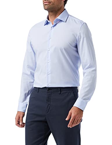 Seidensticker Herren Slim Kent Businesshemd, Blau (Chambray Hellblau ), 37 von Seidensticker