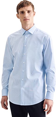 Seidensticker Herren Business Hemd Slim Fit – Bügelfreies Businesshemd, Blau (Hellblau 12), 45 von Seidensticker