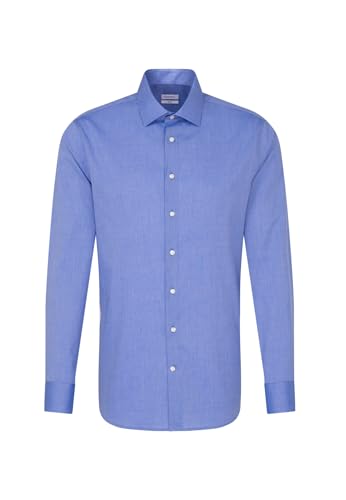 Seidensticker Herren Slim Fit Langarm Shirt, Mittelblau, 40 von Seidensticker