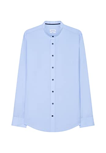 Seidensticker Langarm, dünn, mit Stehkragen, knitterfrei, Businesshemd für Herren, Mittelblau, Kragenweite: 41 von Seidensticker