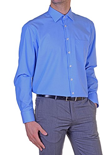 Seidensticker Herren Regular Bügelfrei Kent Langarm Business Shirt, mittelblau, 46 EU von Seidensticker