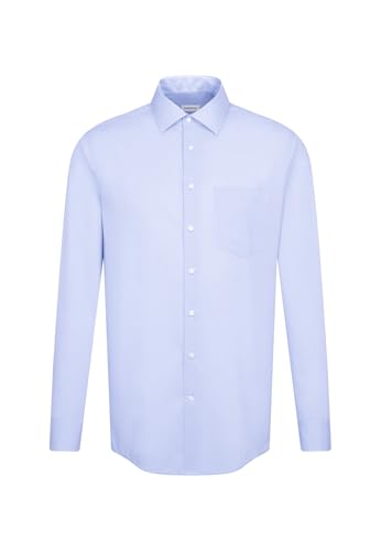 Seidensticker Herren Regular Bügelfrei Kent Langarm Business Shirt, Hellblau, 39 von Seidensticker
