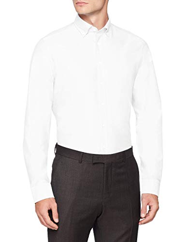 Seidensticker Herren Slim Langarm mit Button-down Kragen Soft Uni Smart Business Businesshemd, Weiß (Weiß 1), 41 von Seidensticker