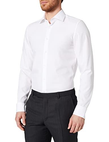 Seidensticker Herren Slim Bügelfrei Kent Extra Langer Arm Businesshemd, Weiß (Weiß 01), 44 EU von Seidensticker