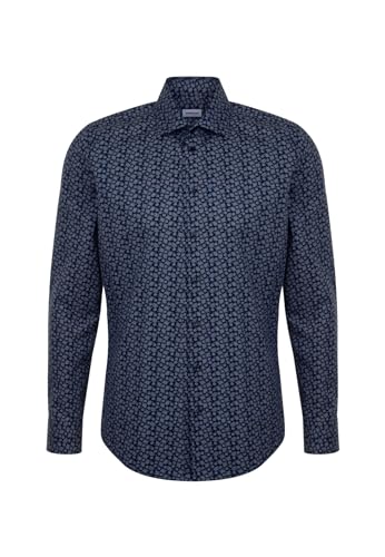 Seidensticker Herren Extra Slim Fit Langarm Hemd, Dunkelblau, 42 von Seidensticker