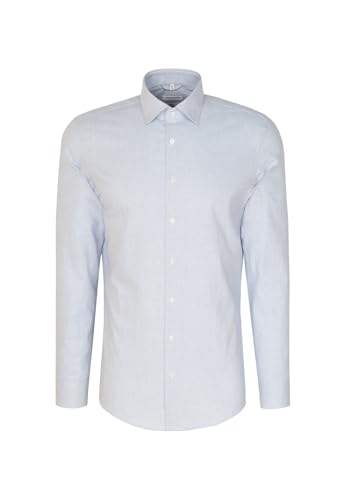 Seidensticker Herren Flanellhemd Hemd, Blau, 40 von Seidensticker