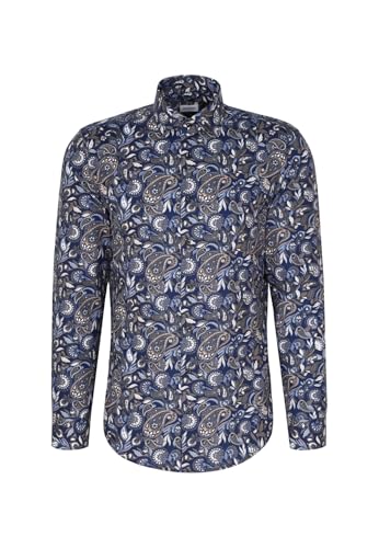 Seidensticker Herren Flanellhemd Hemd, Blau, 41 von Seidensticker