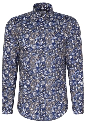 Seidensticker Herren Flanellhemd Hemd, Blau, 54 von Seidensticker