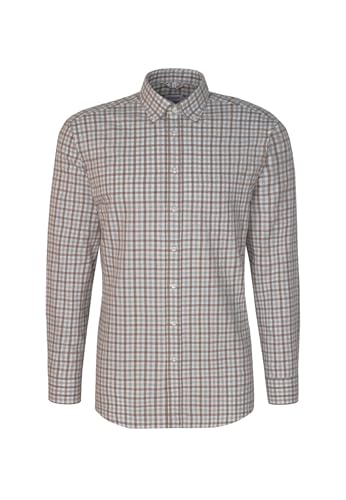 Seidensticker Herren Flanellhemd Hemd, Braun, XS von Seidensticker
