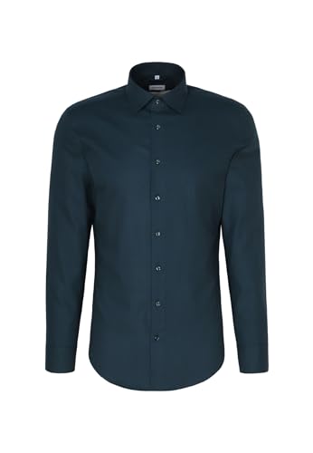 Seidensticker Herren Flanellhemd Hemd, Türkis, 44 von Seidensticker