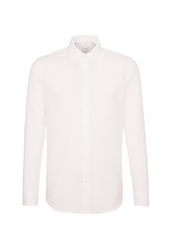 Seidensticker Herren Herren Business Hemd Shaped Fit Langarm Baumwolle Businesshemd, Weiß (Weiß 01), 44 von Seidensticker