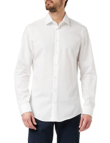 Seidensticker Herren Business Hemd Slim Fit Bügelfrei Kent Langarm Shirt, Weiß, 36 EU von Seidensticker