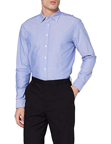 Seidensticker Herren Modern Langarm mit Button-down Kragen Soft Uni Smart Business Businesshemd, Blau (Blau 13), 39 von Seidensticker