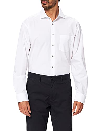 Seidensticker Herren Regular Fit Langarm Popeline Hemd, weiß, 43 von Seidensticker