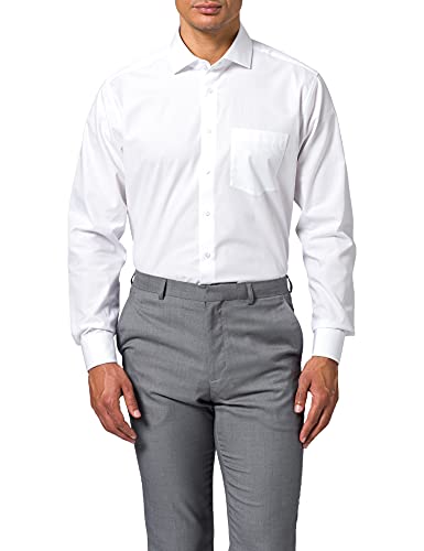 Seidensticker Herren Regular Fit Langarm Popeline Hemd, weiß, 44 von Seidensticker