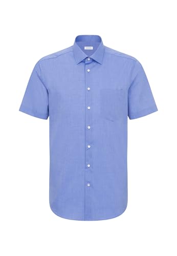 Seidensticker Herren Mens Regular Shortsleeve Businesshemd, Mittelblau(003001), 50 EU von Seidensticker