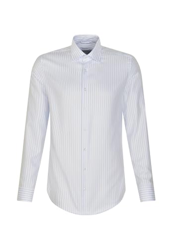 Seidensticker Herren Shaped Fit Langarm Hemd, Hellblau, 43 von Seidensticker