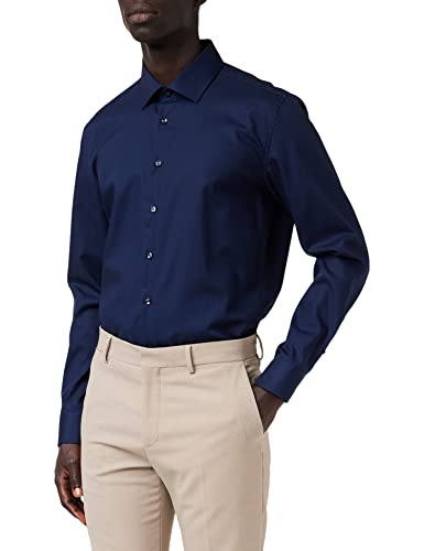 Seidensticker Herren Mens Slim Patch Longsleeve Cotton Businesshemd, Dunkelblau(693690), 41 EU von Seidensticker