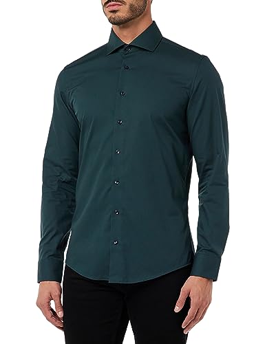 Seidensticker Herren Slim Fit Langarm Hemd, Dunkelgrün, 39 EU von Seidensticker