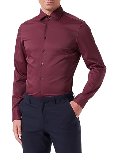 Seidensticker Herren Slim Fit Langarm Hemd, Dunkelrot, 39 EU von Seidensticker