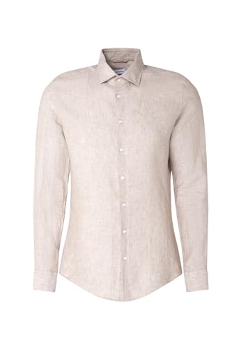 Seidensticker Herren Slim Fit Langarm Hemd, Sand, 38 von Seidensticker
