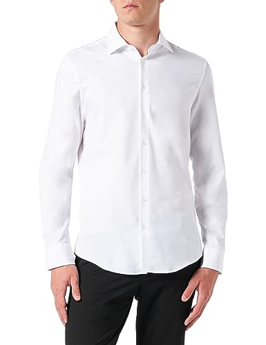 Seidensticker Herren Slim Fit Langarm Hemd, Weiß, 44 EU von Seidensticker