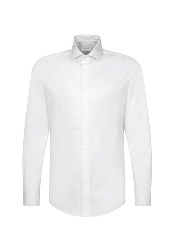 Seidensticker Herren Slim Fit Langarm Hemd, Weiß, 44 EU von Seidensticker