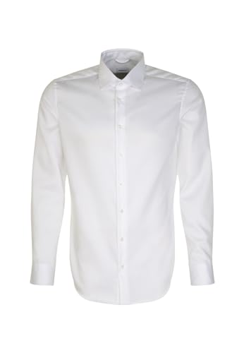 Seidensticker Herren Men Slim Patch Longsleeve Cotton Hemd, White(643510), 44 von Seidensticker
