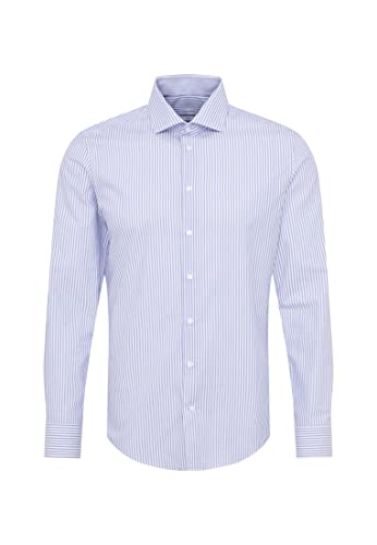 Seidensticker Herren Slim Fit Langarm Popeline Hemd, hellblau, 37 von Seidensticker