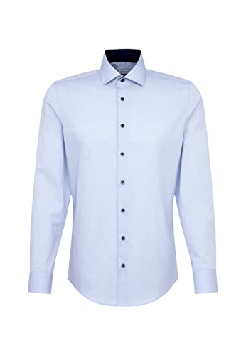 Seidensticker Herren Slim Fit Langarm Popeline Hemd, hellblau, 41 von Seidensticker
