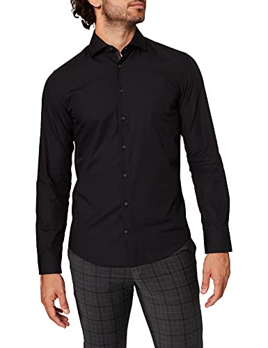 Seidensticker Herren Mens Slim Patch Longsleeve Cotton Hemd, Schwarz(665477), 44 EU von Seidensticker