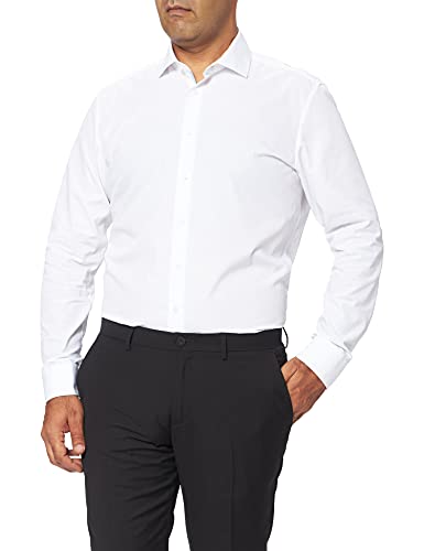 Seidensticker Herren Slim Fit Langarm Popeline Hemd, weiß, 38 von Seidensticker