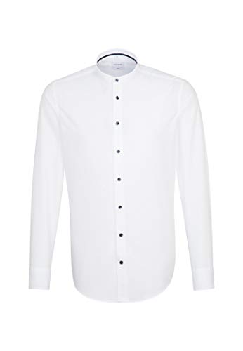 Seidensticker Herren Slim Langarm mit Stehkragen bügelfrei Businesshemd, Weiß (Weiß 1), 36 von Seidensticker