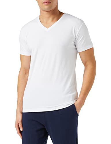 Seidensticker Herren T-shirt V-ausschnitt Kurzarm Uni T-Shirt, Weiß (Weiß 1), 37 von Seidensticker